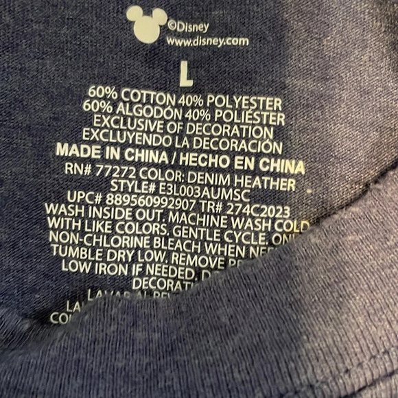 Disney men’s womens large shirt tshirt short sleeve 100 year Mickey design blue - Picture 4 of 7